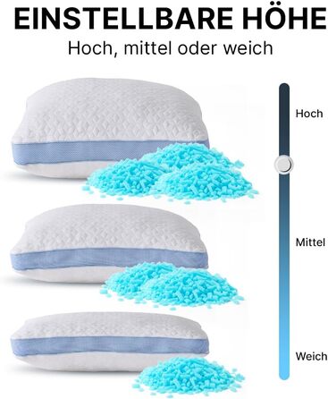 Подушка для шиї з піни з ефектом пам&39яті, регульована висота Ергономічна подушка для сну на боці, спині та животі Охолоджувальна подушка для кращого сну, 80x80
