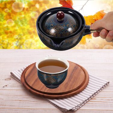 Набір китайського керамічного чайного посуду Toyvian синього кольору з зручною ручкою та легким очищенням, 1 комплект для домашнього чаювання в стилі Кунг Фу для справжньої насолоди чаєм.