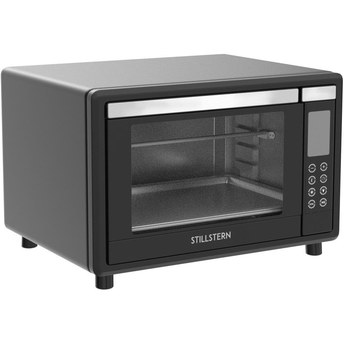 Міні-духовка Stillstern з конвекцією (35 л) Німецька версія, 13 програм, аксесуари деко, вертел, рукавички, LED-дисплей, 1600 Вт, тостер, гриль, піч для піци, міні-піч ідеально підходить для кемпінгу