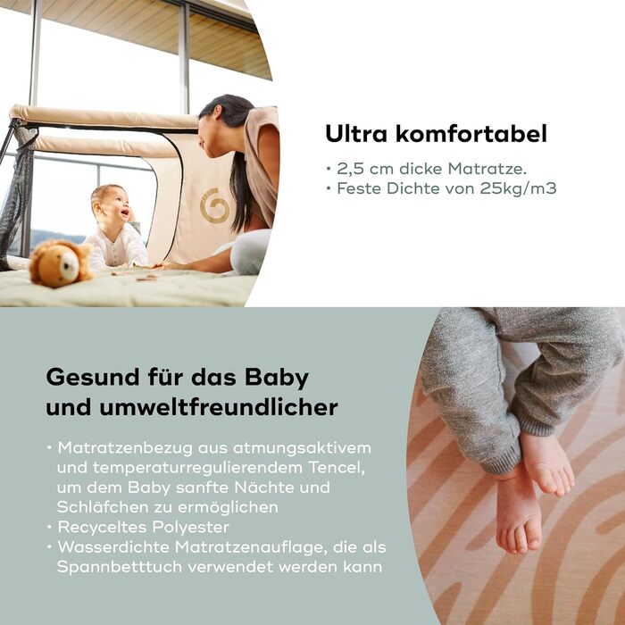 Дорожнє ліжечко Babymoov Moov & Sleep, ультракомпактне та легке (&lt5 кг), швидке та просте складання та розбирання, підходить для дітей від народження до 4 років, розширюється до ігрового майданчика, зручне (щільність матраца 25 кг/м)