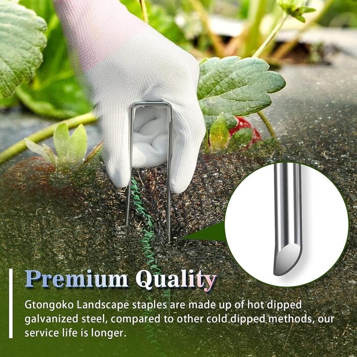 Скоби для ландшафту Gtongoko 10 дюймів 11 калібру, 120 шт., садові кілки, модернізовані кілки для намету, оцинковані штифти SOD, земляні кілки, дворові кілки для бар&39єру від бур&39янів, тканинні кілки для покриття рослин, вуличний декор