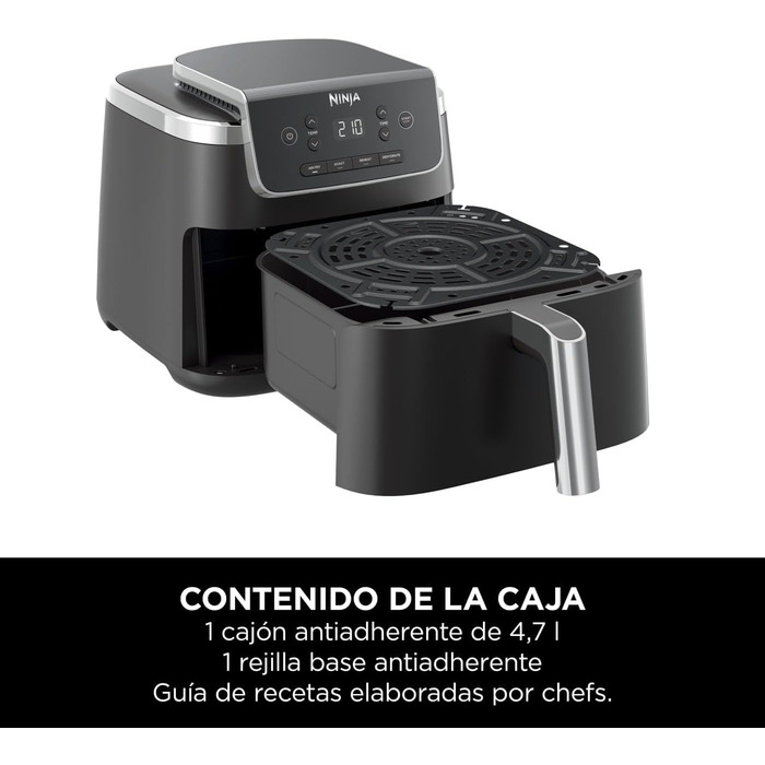 В-1, Мультипіч, Півень, Opwarmen, Drogen, Voor 1-2 порції, Digitaal, Voor Bevroren Voedsel, Anti-aanbak Lade & Mandje, 2000W, Zwart AF140EU, 4.7L, Enkele Lade, 4-