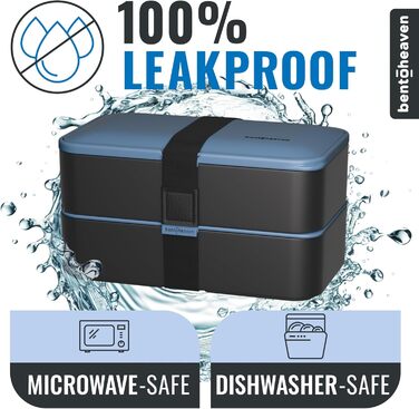 Преміум бенто-ланчбокс у 8 сучасних кольорах, 2 відділення, герметичний, з контейнером для соусу, перегородкою, японська бенто-скринька для дорослих та дітей, безпечний для мікрохвильової печі та посудомийної машини, блакитний