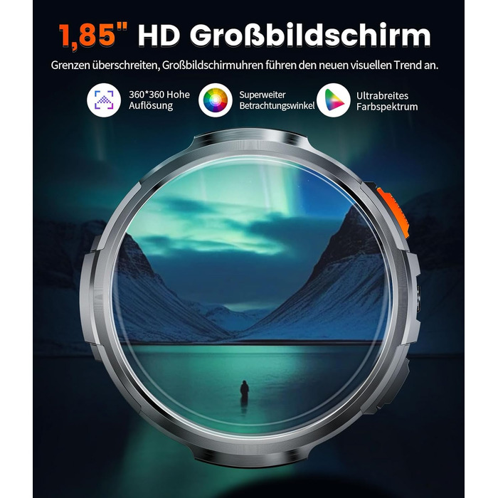 Розумний годинник DREMAC для чоловіків - 1,85-дюймовий HD-дисплей з великим екраном/батарея 730 мАг, чоловічий спортивний годинник з ліхтариком/120 спортивних режимів, водонепроникний фітнес-годинник IP68 з цілодобовим відстеженням серцевого ритму, моніто