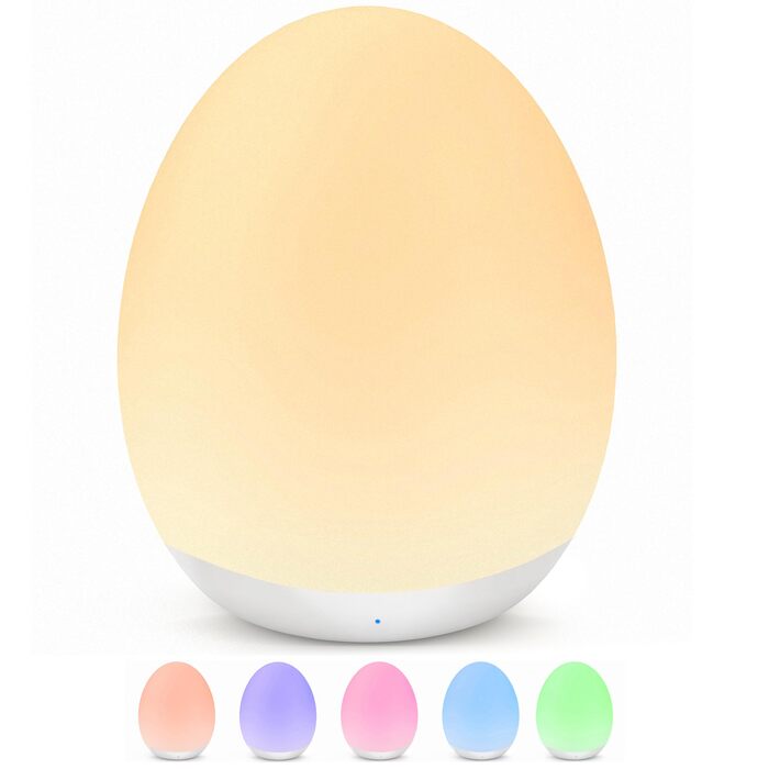 Нічник MediAcous, нічник, нічник для дітей/немовлят з 8 кольорами та лампочкою для годування, регульована яскравість, USB-світлодіодний нічник з таймером 1 година та сенсорним керуванням, прикраса для кімнати немовлят та малюків (білий)