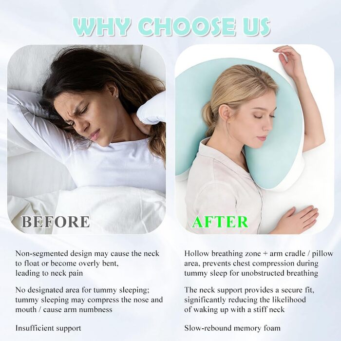 Подушка для сну на боці з проймою, ергономічна подушка, піна з ефектом пам&39яті, ортопедична подушка для підтримки шиї для сну на боці, для шиї та плечей