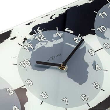 Настінний годинник NeXtime 'MONDIAL з 3 циферблатами, скло, 50 x 18,6 см