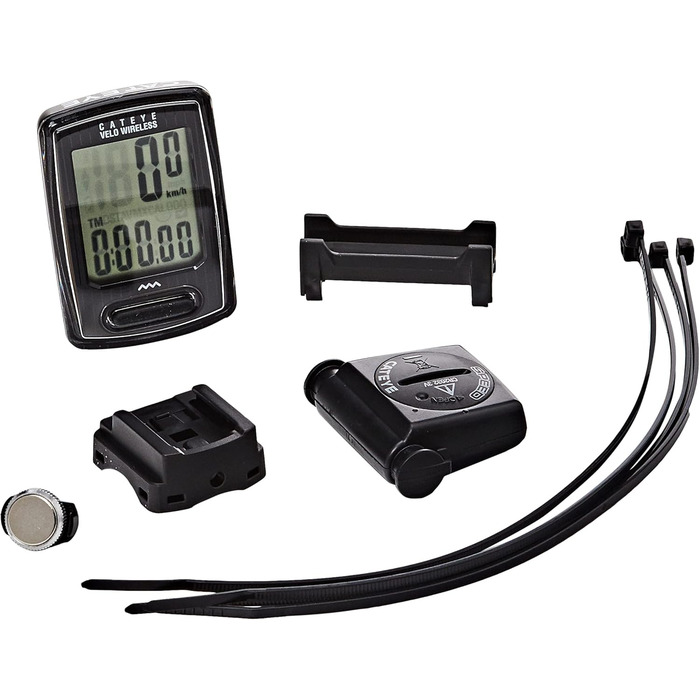 Велокомп'ютер Cateye Velo Wireless, Бездротовий, Водовідштовхувальний, Пластик, Чорний