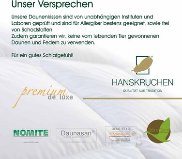 Пухова подушка преміум-класу de Luxe Comfort 50x50 см - Зроблено в Німеччині. М&39яка пухова подушка зі 100 бавовни - 90 пух, 10 пір&39я. Подушка для алергіків.