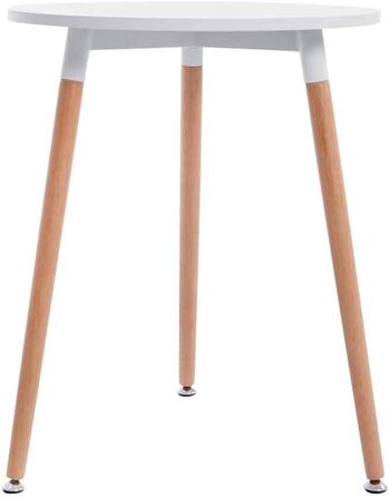 Кухонний стіл CLP Retro-Design Amalie з 3 дерев&39яними ніжками II круглий Ø 60 см I висота столу 75 см, колір білий, колір каркаса натуральне дерево (натуральний) білий