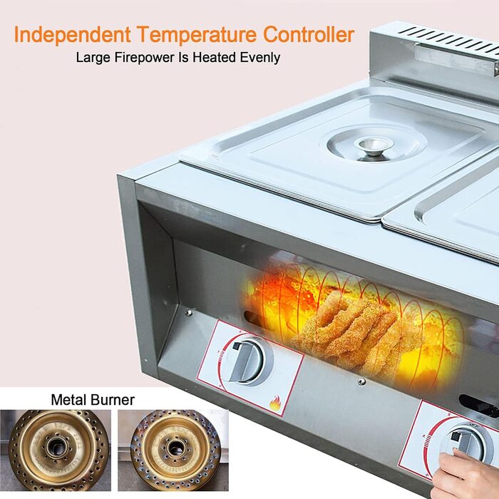 Газова фритюрниця, комерційна фритюрниця з нержавіючої сталі з високою місткістю, професійна кухонна машина для смаження на газових стільницях, подвійна фритюрниця для ресторану, домашньої кухні