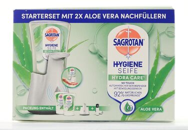 Автоматичний дозатор мила Sagrotan No-Touch White - упаковка для зберігання - в комплекті Sagrotan Aloe Vera - 2 x 250 мл рідкого