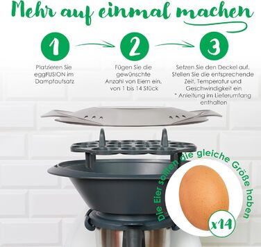 Тримач для яйцеварки CucinaOra eggFUSION - Аксесуари Thermomix tm6 - Тримач для яєць Thermomix до 14 яєць - Тримач для яєць для приготування їжі - Thermomix TM5 TM31 - Сумісний з кухонними аксесуарами MC Smart Connect