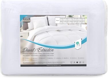 Постільна білизна Utopia Ковдра 200 x 200 см, Всесезонна ковдра 370 GSM Наповнювач, Дихаюча ковдра для сну, Ковдра, Super Soft Cud