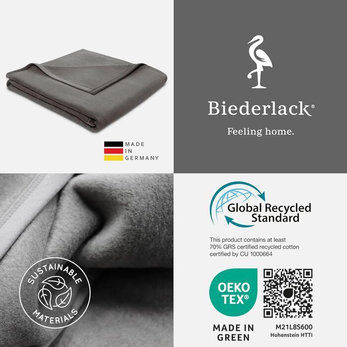 Пухнастий плед biederlack з чистої бавовни Зроблено в Німеччині ko-Tex, зеленого кольору Плед 100 бавовняний графітового кольору Плед для дивана 150x200 см Плед для дивана, вироблений за принципами сталого розвитку
