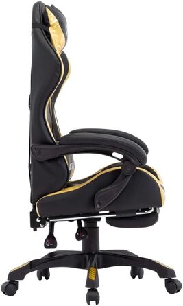 Ігрове крісло Homediy з підставкою для ніг, підголівником, поперековою опорою, офісне крісло, поворотне крісло, крісло керівника, письмове крісло, спортивне сидіння, гоночна шкіра, золотисто-чорне, з підставкою для ніг