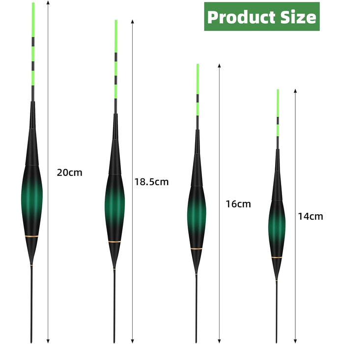Світлодіодні поплавці для риболовлі з індикатором клювання, включають 5 батарейок CR425, підходять для риболовлі на озері, річці або ставку (4 шт.).