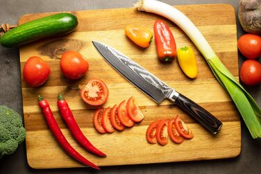 Кухонний ніж XL (32 см) професійний шеф-кухарський ніж з натуральної 67-шарової дамаської сталі I дамаської кухонний ніж і ніж шеф