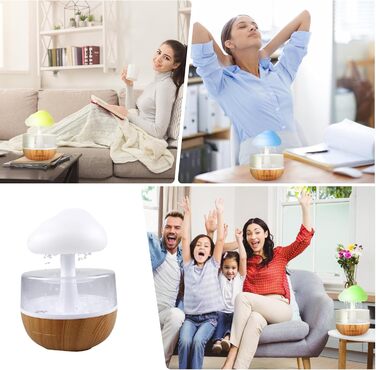 Зволожувач Rain Cloud з нічником Rain Cloud Humidifier Lamp Waterfall, 3 в 1 зволожувач повітря/дифузор для ефірних олій/7 кольорів нічник, стіл, фонтан, тумбочка