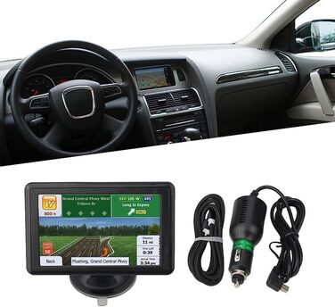 Автомобільний GPS-навігатор Gdfnmogo з великим 5-дюймовим дисплеєм, сенсорним екраном, оснащений великою пам&39яттю, з дисплеєм, кронштейном, кабелем передачі даних, кабелем живлення