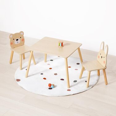 Дитячий стіл OOOK з 2 стільцями, Дерев&39яний дитячий стіл та комплект стільців, Дитячий комплект сидінь з 2 стільцями у формі тварин, Комплект сидінь для дітей від 3 років для дитячих кімнат та дитячих садків