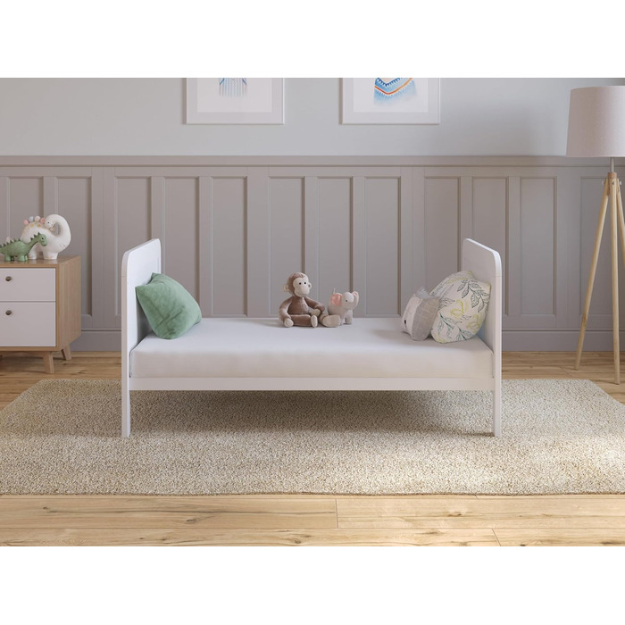 Дитяче ліжечко/спальне місце Love For Sleep 120x60 см з матрацом - Дерев&39яне дитяче ліжко, біле, Повний комплект дитячого ліжка - Розкладне ліжечко, біле, без шухляди