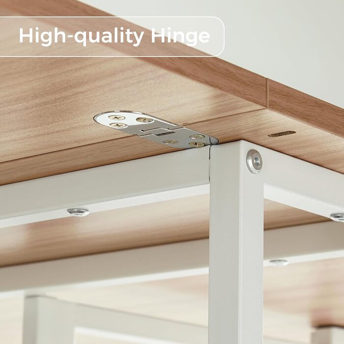 Мобільний розкладний обідній стіл Mondeer, розкладний стіл з 2 відкритими полицями, дизайн із заокругленими краями, їдальня-кухня для невеликих приміщень, 140 x 80 x 75 см, дуб та білий