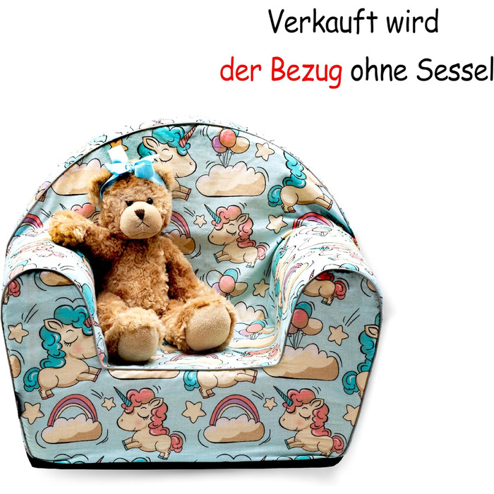 Чохол з пінопласту PinkZebra для дитячих крісел, чохол для крісла, підходить для дитячих крісел розміром 51 x 34 x 42 см, площа сидіння 26 x 26 см, Oeko-Tex Standard 100 (Єдиноріг)