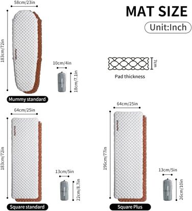 Надувний килимок для кемпінгу Naturehike Ultralight, значення R 5.8, портативний килимок для сну, 490 г/590 г/630 г, міцний надувний матрац з надувним мішком, для трекінгу, піших прогулянок, альпінізму, активного відпочинку, прямокутний - срібний стандарт