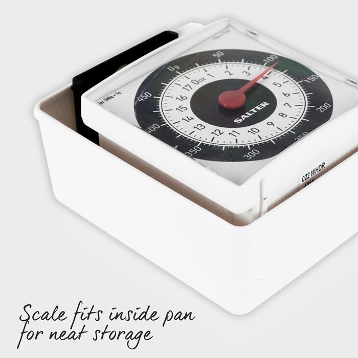 Механічні кухонні ваги Salter 022 WHDR - аналогові ваги зі шкалою, максимум 500 г, вимірювання з точністю до 5 г для точного порці
