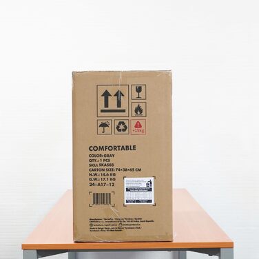 Офісний стілець з тканини Зручний, ергономічний обертовий стілець до 130 кг, зі складними підлокітниками, письмовий стілець з високою спинкою, сірий