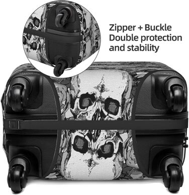 Чохол для валізи BAFAFA з принтом черепа та скелета, захист від подряпин та пилу, еластичний, чорний, розмір 95