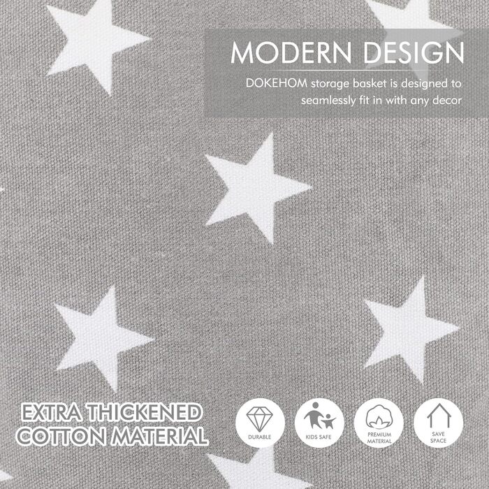 Дюймові потовщені складні круглі кошики для зберігання білизни, бавовняні (Grey Star, L) одноразові Grey Star 20'/L, 20-