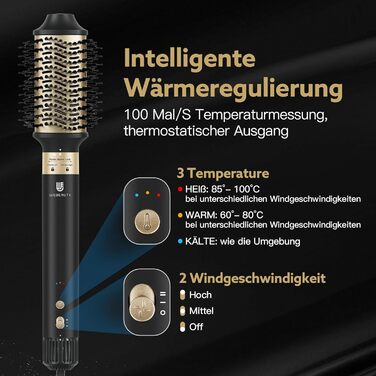 В 1 фен-стайлер для волосся, 110 000 об/хв, 20 М/с, 200 млн. негативних іонів, високошвидкісний безщітковий фен з теплою щіткою та