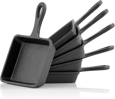 Чавунні сковороди для раклету BBQ-Toro (6 шт. ) 12,5 х 18 см вже згоріли - попередньо приправлені Змінні сковороди для раклету, сковороди для сервіровки, аксесуари для гриля, чавунні сковороди, сковороди-гриль