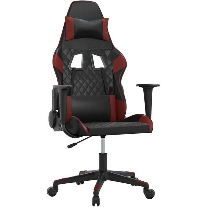 Геймерське крісло з функцією відкидання спинки, штучна шкіра чорного/бордового кольору, 64x60x117-127 см, для геймерів, модель 3143760