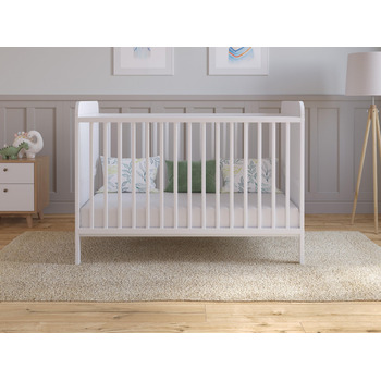 Дитяче ліжечко/спальне місце Love For Sleep 120x60 см з матрацом - Дерев&39яне дитяче ліжко, біле, Повний комплект дитячого ліжка - Розкладне ліжечко, біле, без шухляди