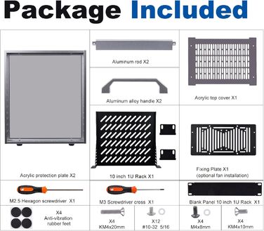 Мережева шафа GeeekPi 4U, 10-дюймова стійка для мережевого, серверного, аудіо- та відеообладнання, монтування в стійку DeskPi RackMate T0