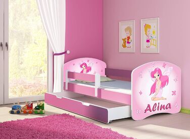 Дитяче ліжко Молодіжне ліжко з однією шухлядою та матрацом Захист від випадіння Рожевий 70 x 140 80 x 160 80 x 180 ACMA II (07 Рож