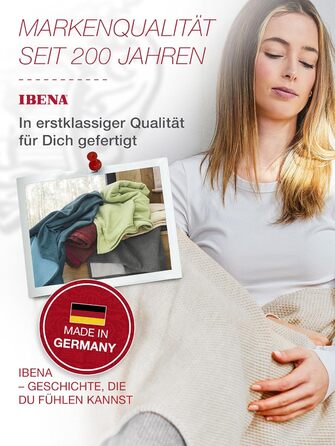 Ковдра Ibena Stockholm з органічної вовни 140x200 см - 100 бавовна, зроблено в Німеччині, бавовняна ковдра сірого кольору, світло-сіра, двоколірна 140 x 200 см сірого кольору