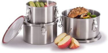 Набір харчових контейнерів Tatonka Stack (3 шт.) - Харчові контейнери з нержавіючої сталі різних розмірів - Штабелюються - З кришками та застібками-кліпсами - Нетоксичні та придатні для миття в посудомийній машині M (600 мл / 1000 мл / 1000 мл) Срібний (4