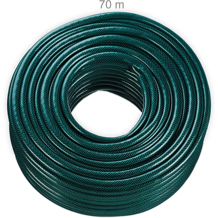 Шланг садовий Relaxdays 70 м, універсальний, 1/2 дюйма, для поливу грядок та газонів, пластик, темно-зелений