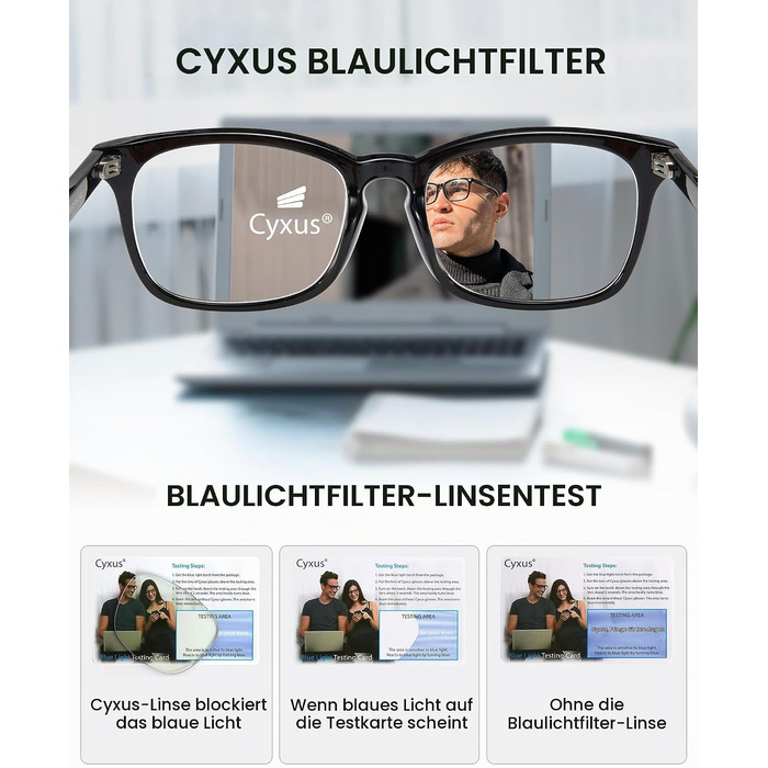 Окуляри Cyxus з фільтром синього світла, без діоптрій, захист від випромінювання ноутбуків, смартфонів, планшетів та інших екранів, класичний чорний
