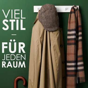 Гачки для верхнього одягу білі (2 шт.) - вішалка біла з 5 гачками - 43 см - гачки для верхнього одягу настінні - настінна вішалка