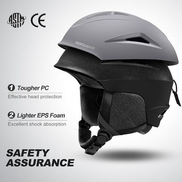 Комплект лижного шолома та окулярів Odoland, шолом для сноуборду та окуляри для сноуборду для жінок, чоловіків та дітей, лижні окуляри із захистом від ультрафіолету 400, стійкі до вітру, окуляри для сноуборду для катання на лижах та альпінізму, розмір L (