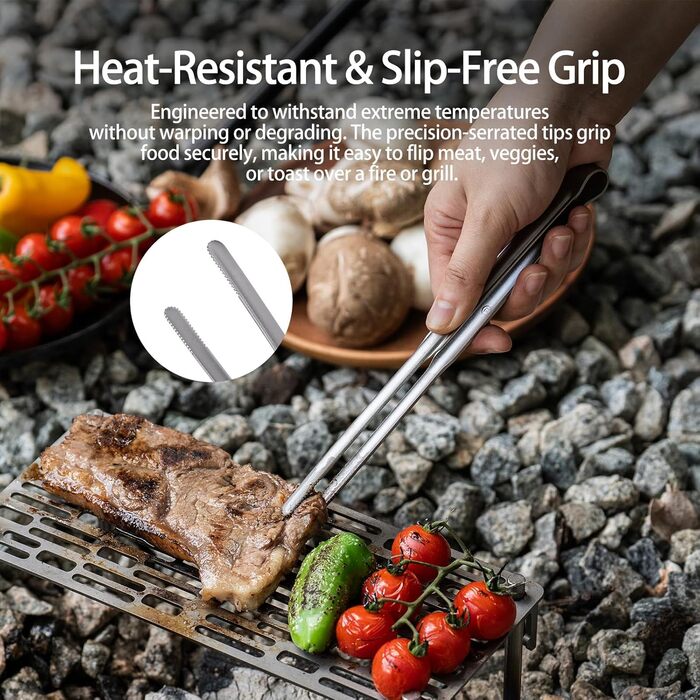 Титанова решітка для гриля iBasingo з кухонними щипцями для барбекю, надлегкий аксесуар для гриля на свіжому повітрі, для кемпінгу, пішого туризму та походів, термостійка пластина для гриля товщиною 2 мм (Ti2023CTi1014T)