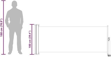Розсувний бічний тент 100x300 см сірий, екран для забезпечення конфіденційності, вітрозахисний тент 100 x 300 см сірий