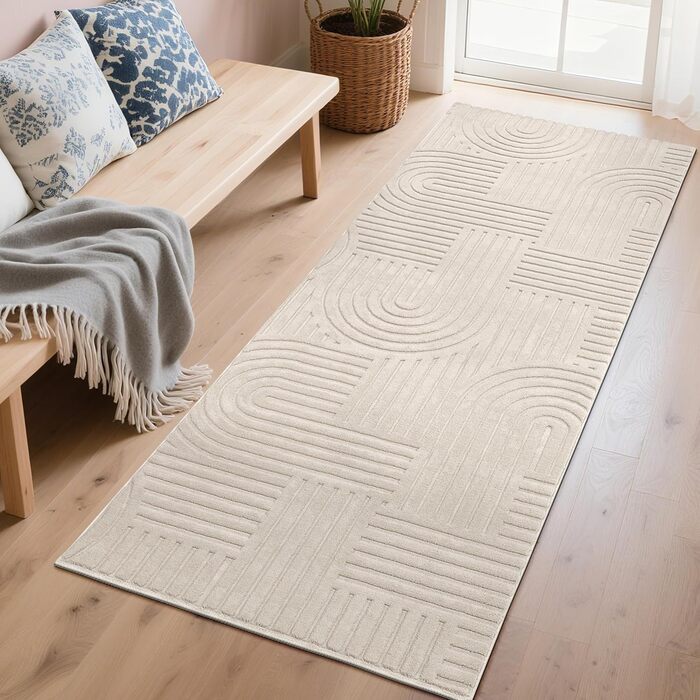 Довга доріжка для коридору, 80x300 см, яку можна прати, нековзка килимова доріжка, килимок для коридору, килимок для кухні, доріжка для входу, спальні, вітальні, коридору, бежевий, 80 x 300 см