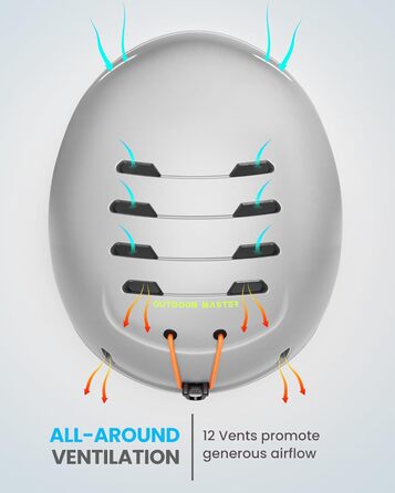 Комплект дитячого лижного шолома та окулярів OutdoorMaster, шолом для сноуборду, міцна оболонка з полікарбонату та пінопласту EPS, лижний шолом з 12 вентиляційними отворами, регульований шолом, сертифіковані шоломи для хлопчиків та дівчаток, матово-сірий,