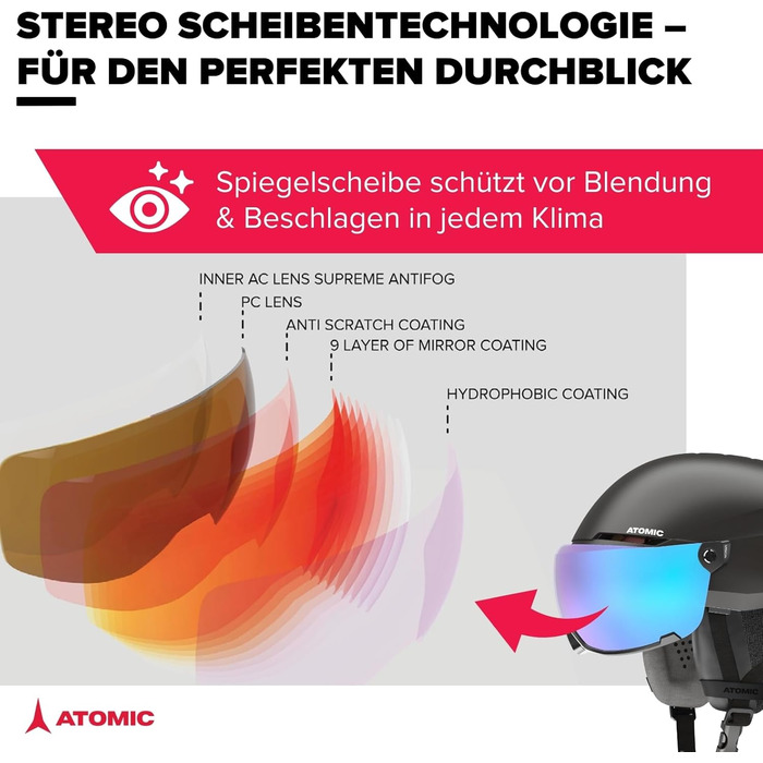 Лижний шолом Atomic Savor Visor Stereo з козирком - Шолом для сноуборду та лиж з окулярами - Система 360 Fit та активна система вентиляції Aircon - Holo Core для максимальної амортизації 59-63 Чорний